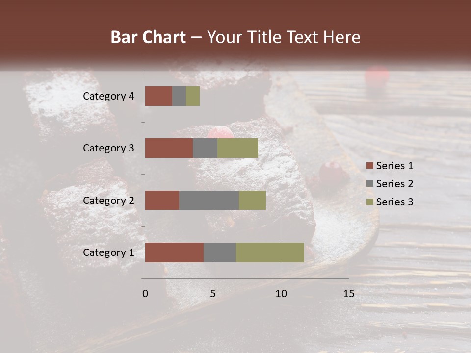 A Plate Of Brownies With Cherries On A Wooden Table PowerPoint Template