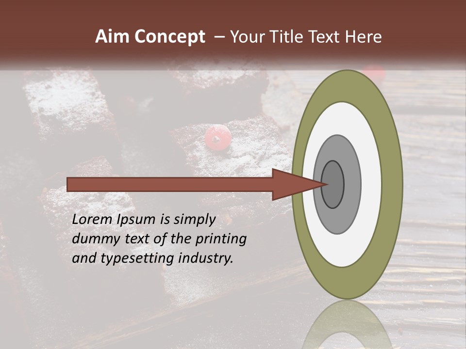 A Plate Of Brownies With Cherries On A Wooden Table PowerPoint Template