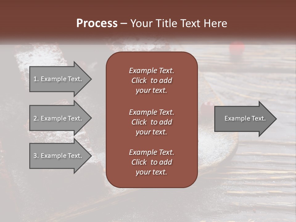 A Plate Of Brownies With Cherries On A Wooden Table PowerPoint Template