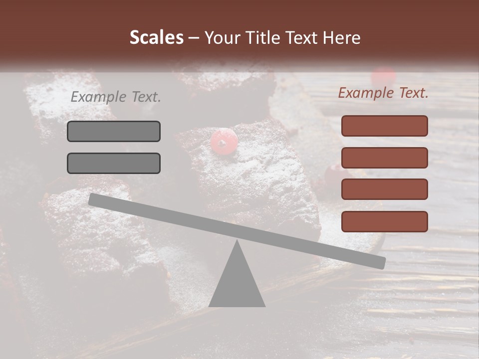 A Plate Of Brownies With Cherries On A Wooden Table PowerPoint Template