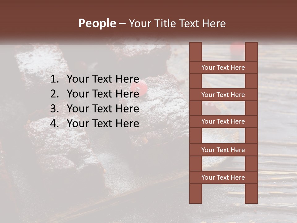 A Plate Of Brownies With Cherries On A Wooden Table PowerPoint Template