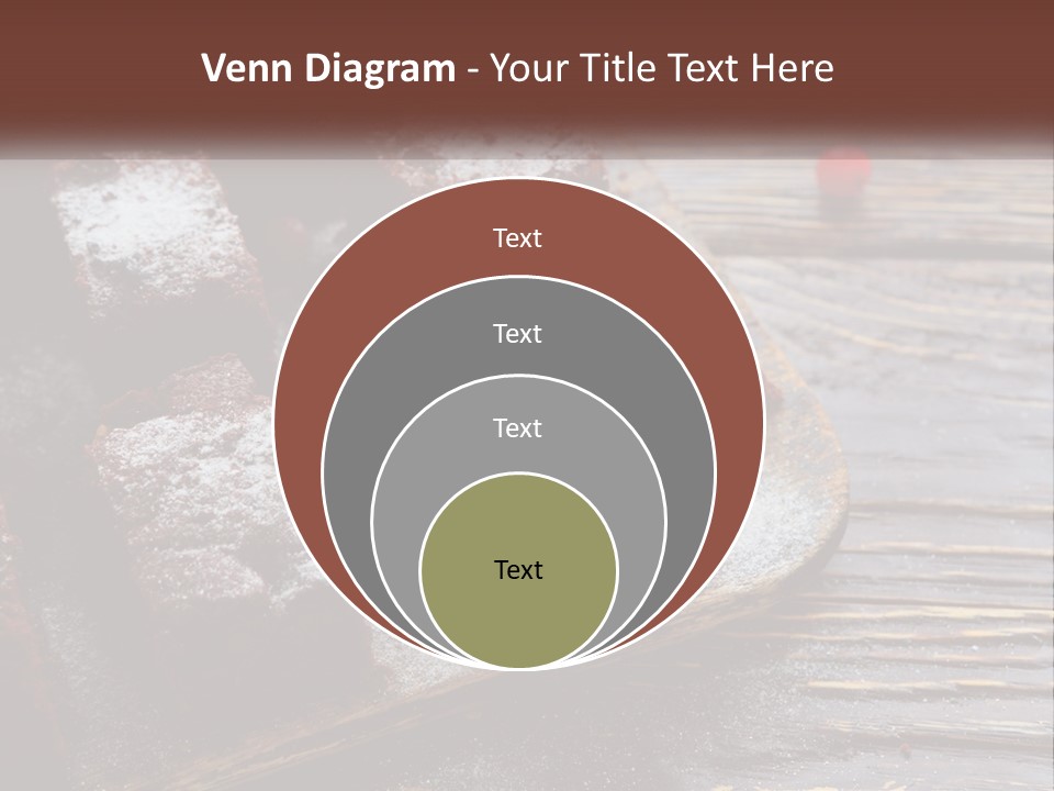 A Plate Of Brownies With Cherries On A Wooden Table PowerPoint Template