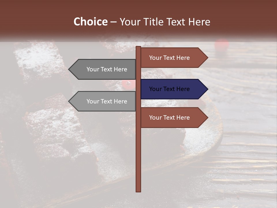 A Plate Of Brownies With Cherries On A Wooden Table PowerPoint Template
