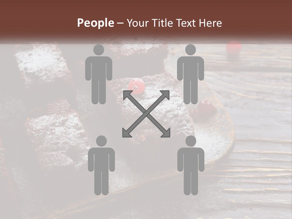 A Plate Of Brownies With Cherries On A Wooden Table PowerPoint Template