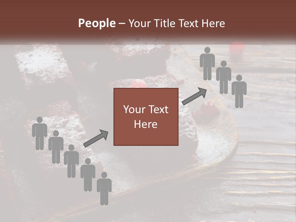 A Plate Of Brownies With Cherries On A Wooden Table PowerPoint Template