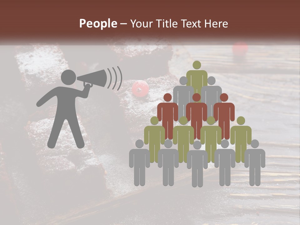 A Plate Of Brownies With Cherries On A Wooden Table PowerPoint Template