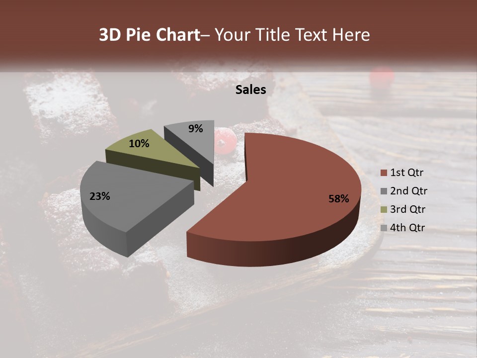 A Plate Of Brownies With Cherries On A Wooden Table PowerPoint Template