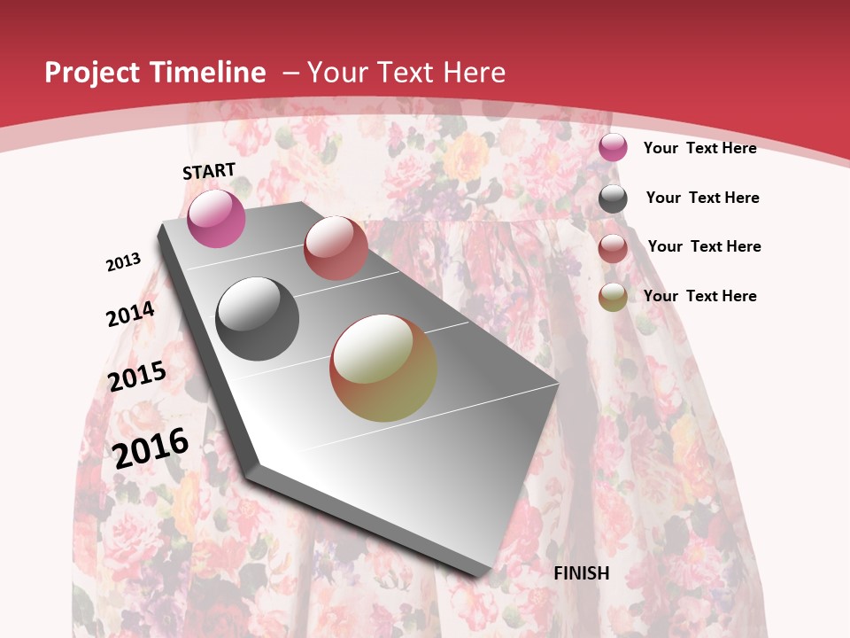 A Girl's Dress With Flowers On A Red Background PowerPoint Template