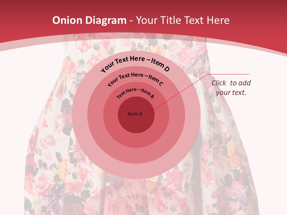 A Girl's Dress With Flowers On A Red Background PowerPoint Template