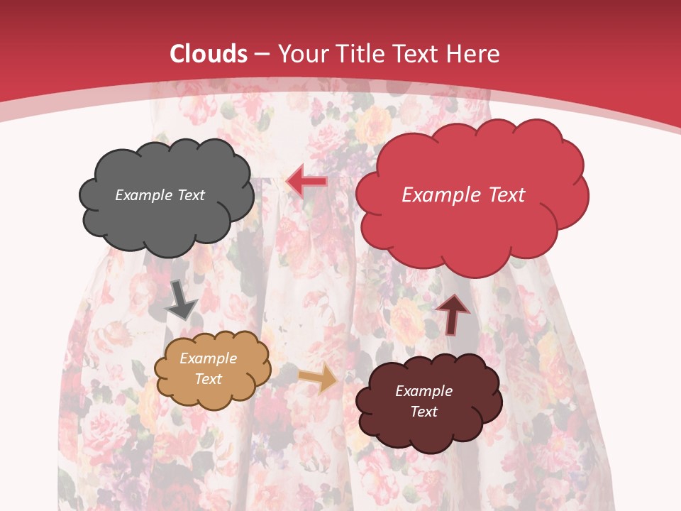A Girl's Dress With Flowers On A Red Background PowerPoint Template
