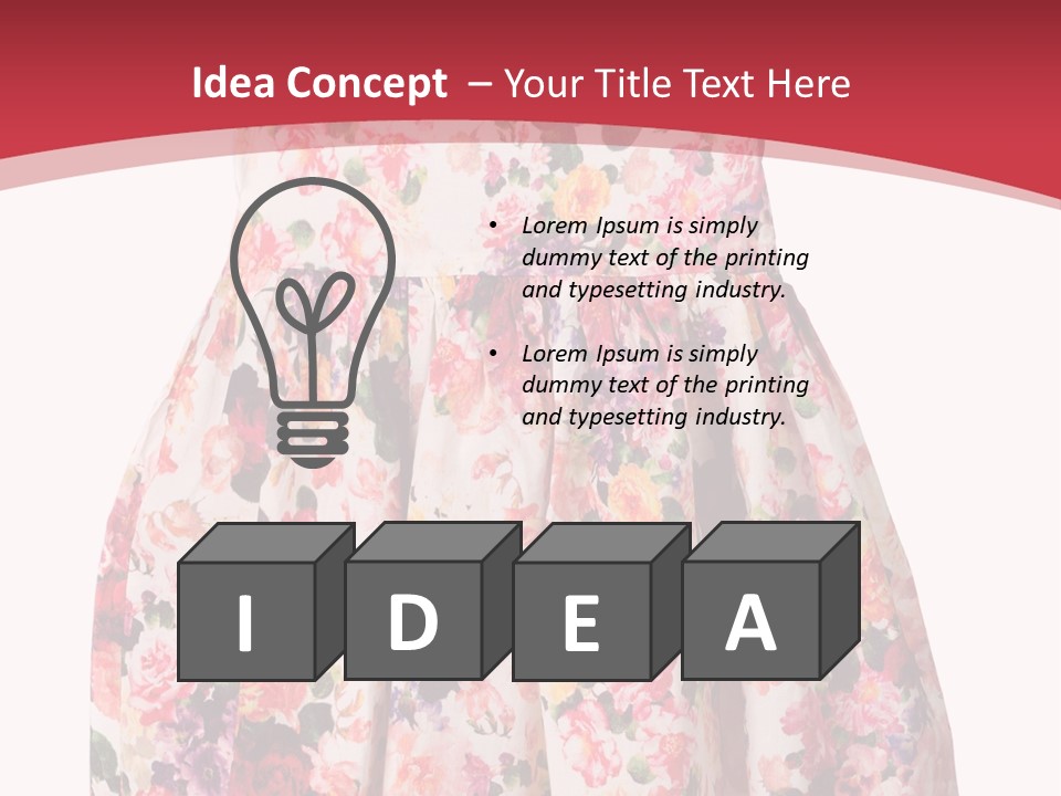 A Girl's Dress With Flowers On A Red Background PowerPoint Template