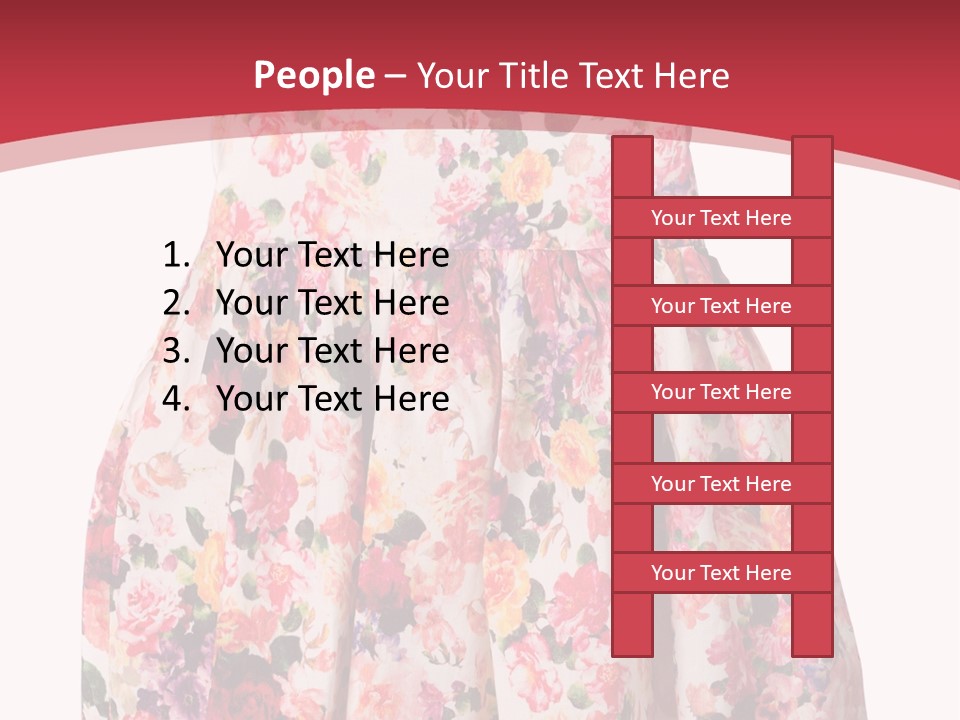 A Girl's Dress With Flowers On A Red Background PowerPoint Template
