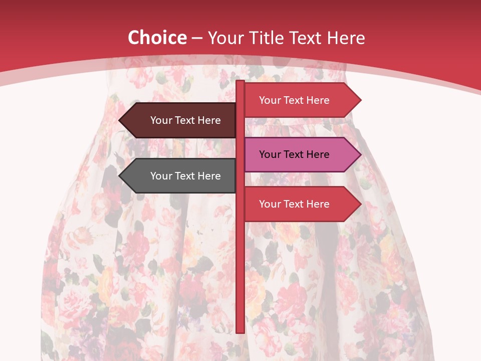 A Girl's Dress With Flowers On A Red Background PowerPoint Template