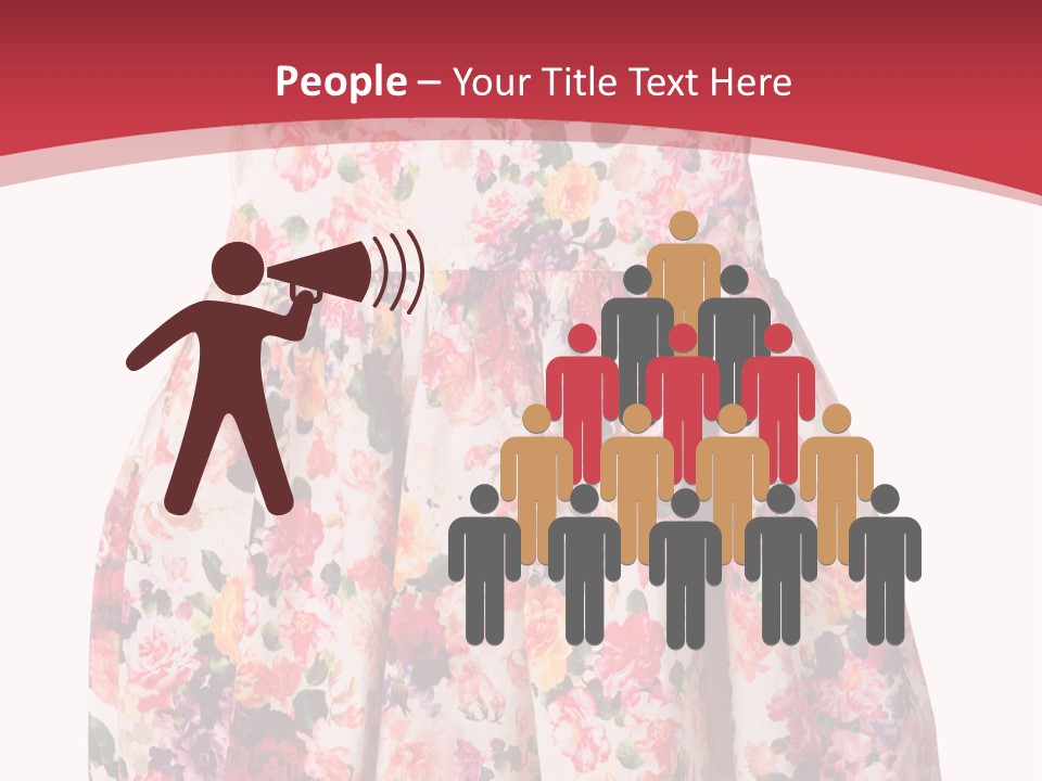 A Girl's Dress With Flowers On A Red Background PowerPoint Template