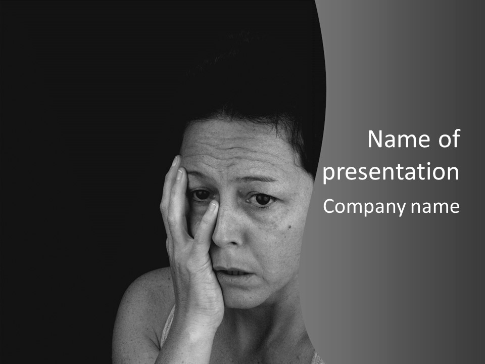 A Woman Holding Her Hand To Her Face PowerPoint Template