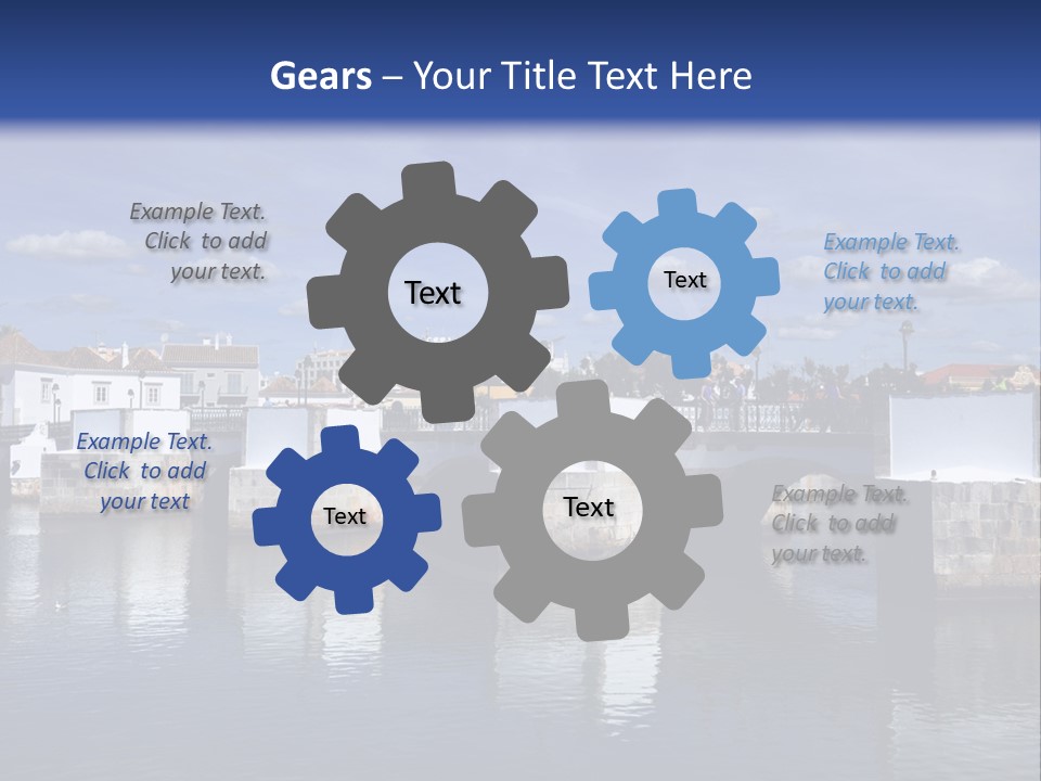 A Bridge Over A Body Of Water With Buildings In The Background PowerPoint Template