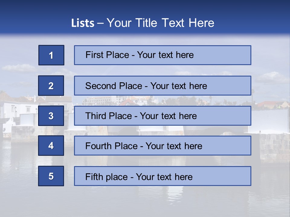 A Bridge Over A Body Of Water With Buildings In The Background PowerPoint Template