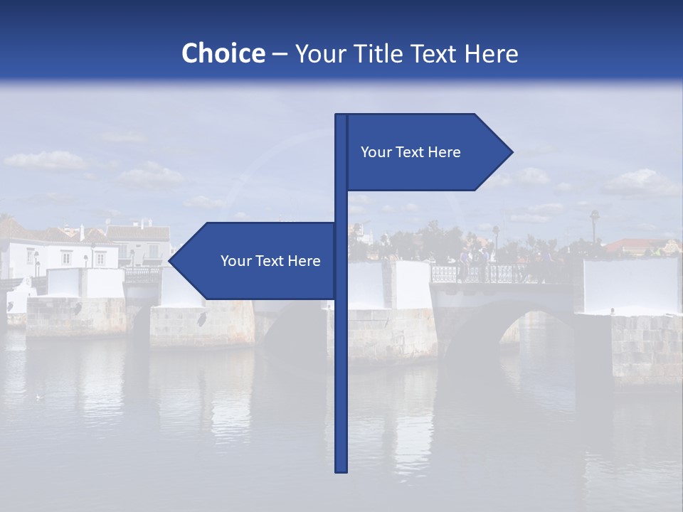A Bridge Over A Body Of Water With Buildings In The Background PowerPoint Template