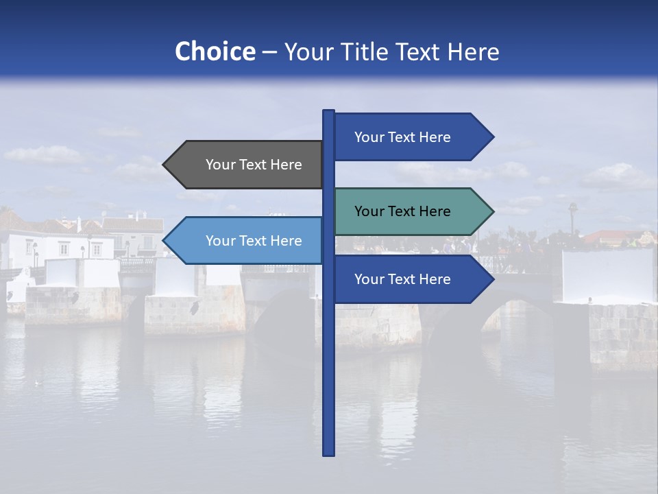 A Bridge Over A Body Of Water With Buildings In The Background PowerPoint Template