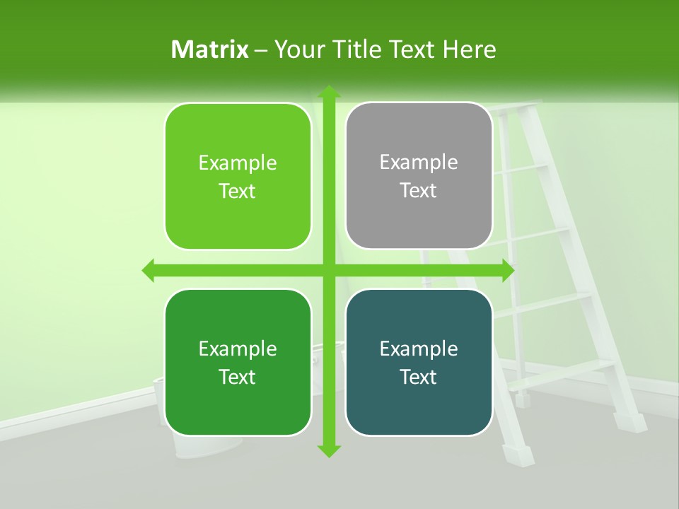 A Green Room With A Ladder And Buckets Of Paint PowerPoint Template