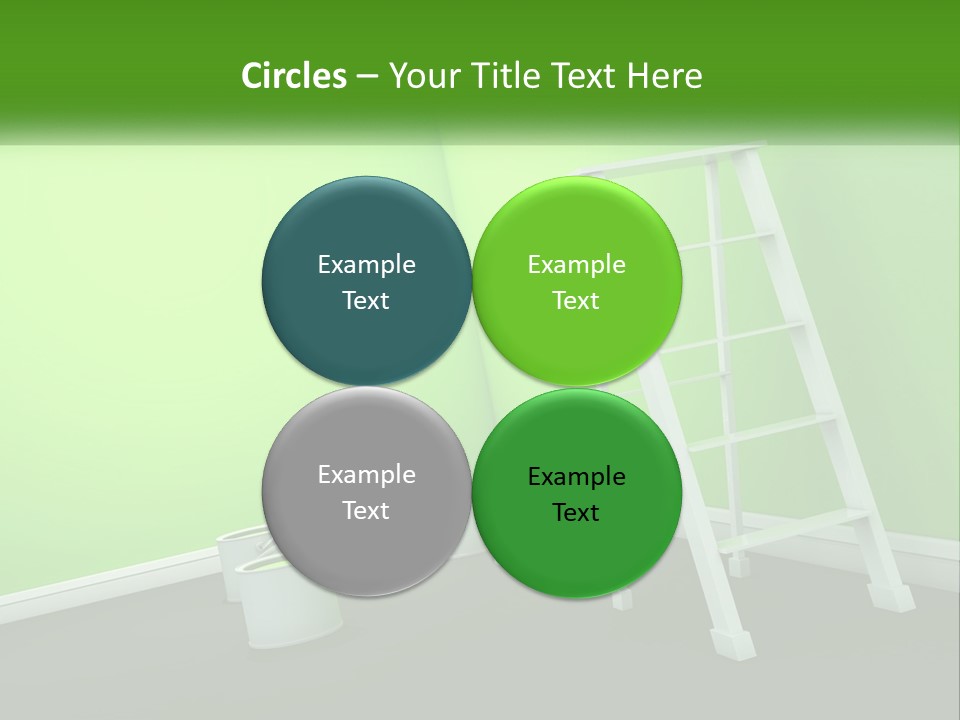 A Green Room With A Ladder And Buckets Of Paint PowerPoint Template