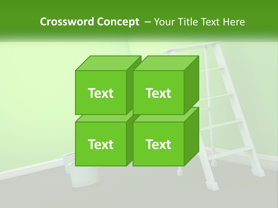 A Green Room With A Ladder And Buckets Of Paint PowerPoint Template