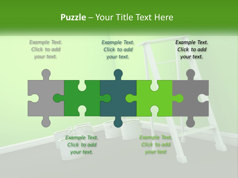 A Green Room With A Ladder And Buckets Of Paint PowerPoint Template