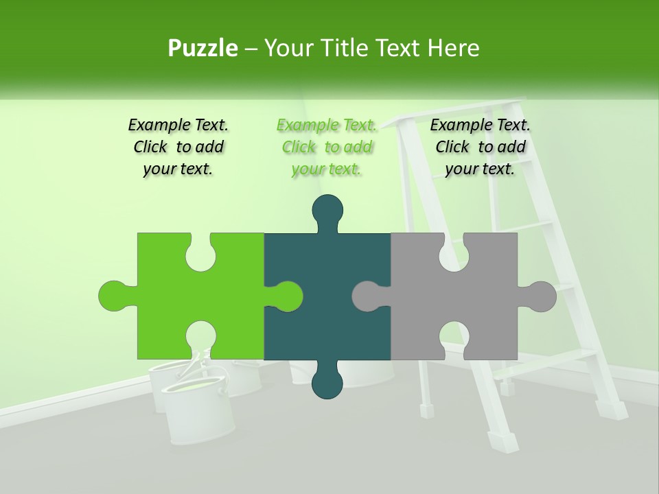 A Green Room With A Ladder And Buckets Of Paint PowerPoint Template