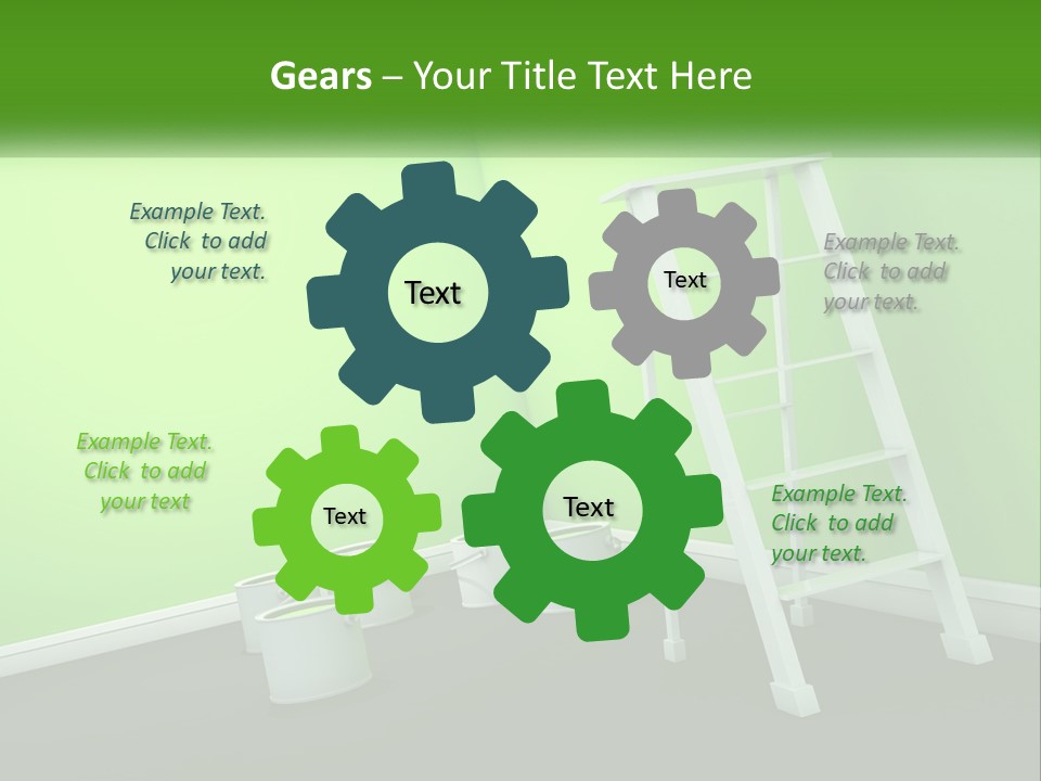 A Green Room With A Ladder And Buckets Of Paint PowerPoint Template