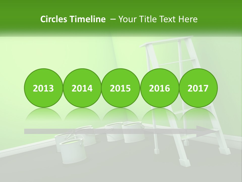 A Green Room With A Ladder And Buckets Of Paint PowerPoint Template