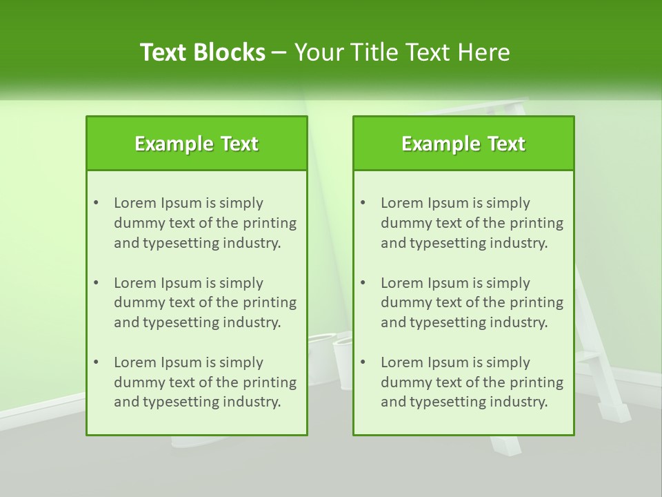 A Green Room With A Ladder And Buckets Of Paint PowerPoint Template