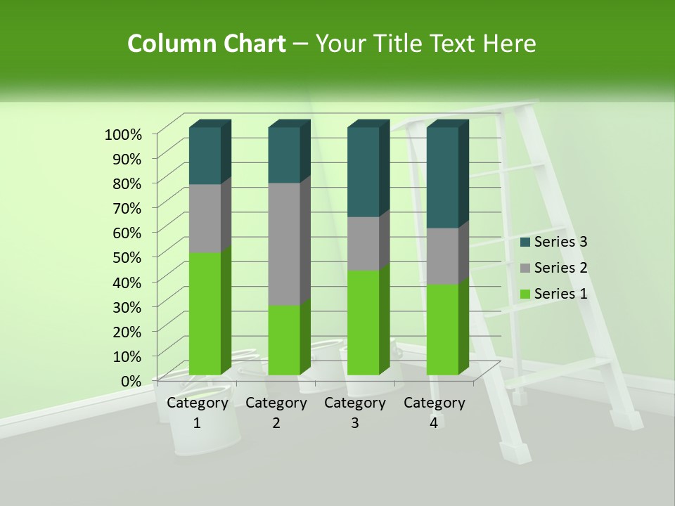 A Green Room With A Ladder And Buckets Of Paint PowerPoint Template