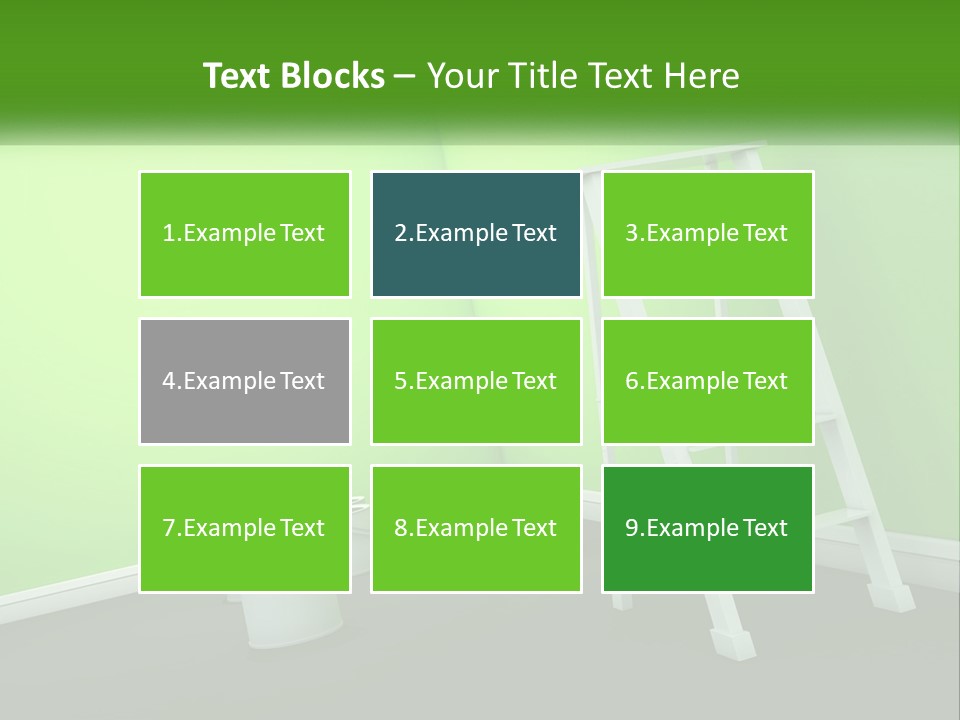 A Green Room With A Ladder And Buckets Of Paint PowerPoint Template