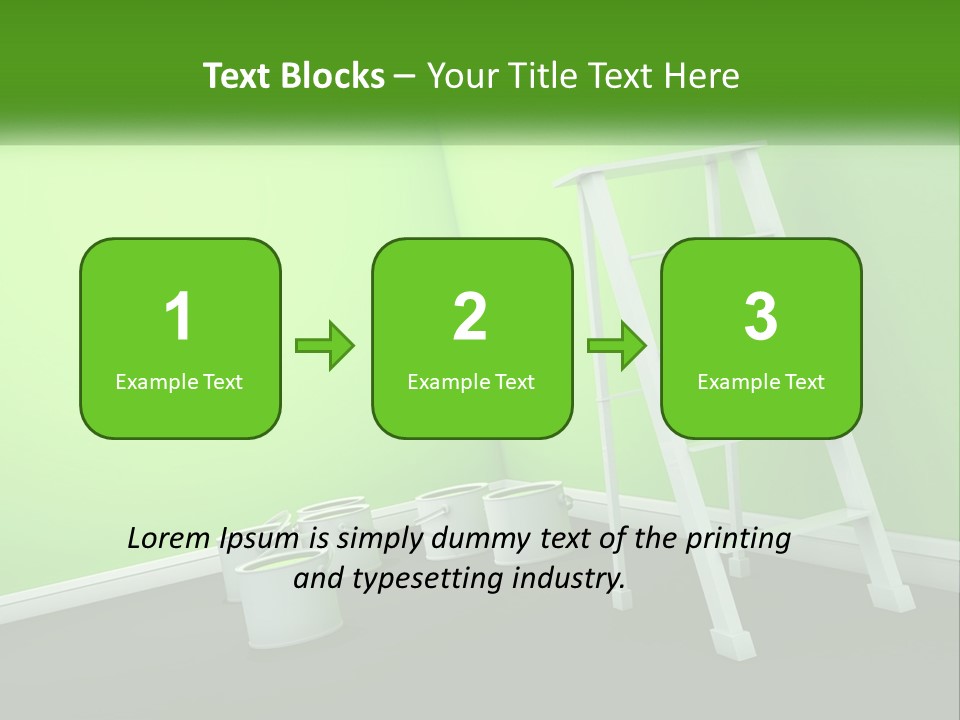 A Green Room With A Ladder And Buckets Of Paint PowerPoint Template