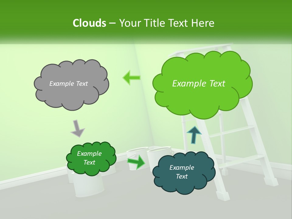 A Green Room With A Ladder And Buckets Of Paint PowerPoint Template
