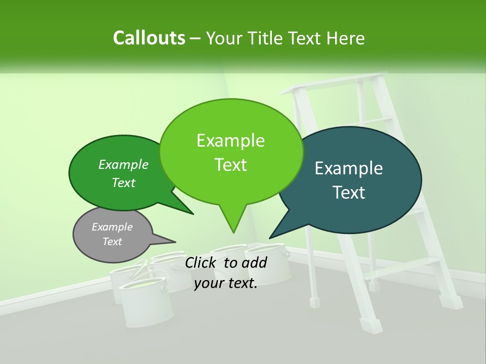 A Green Room With A Ladder And Buckets Of Paint PowerPoint Template