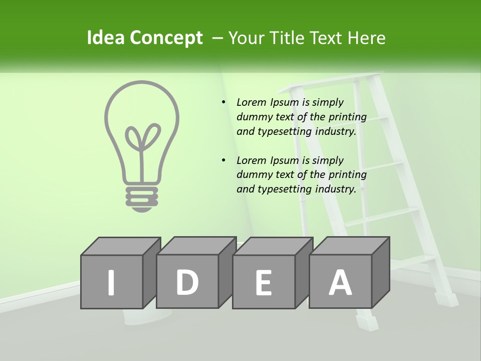 A Green Room With A Ladder And Buckets Of Paint PowerPoint Template