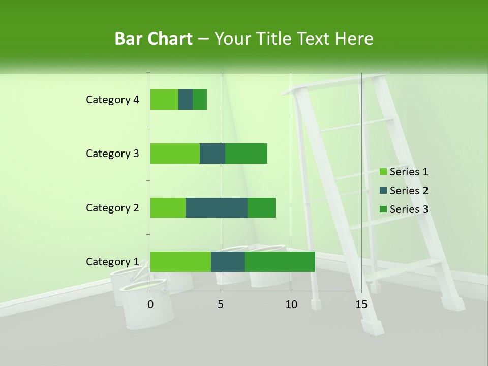 A Green Room With A Ladder And Buckets Of Paint PowerPoint Template