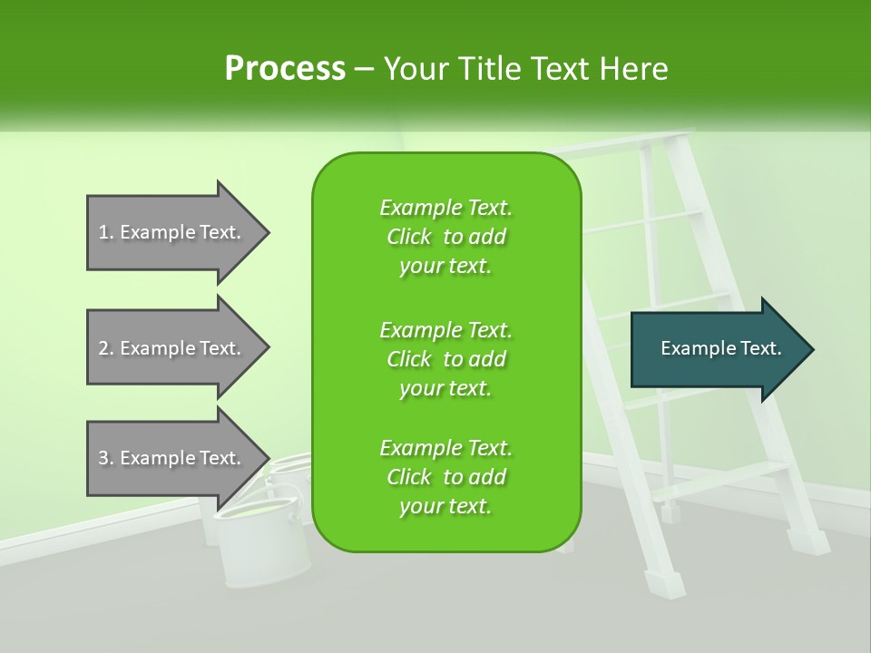 A Green Room With A Ladder And Buckets Of Paint PowerPoint Template