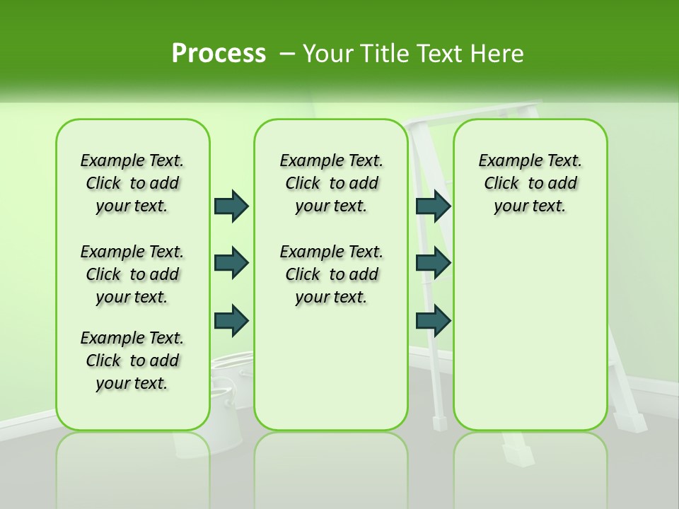 A Green Room With A Ladder And Buckets Of Paint PowerPoint Template