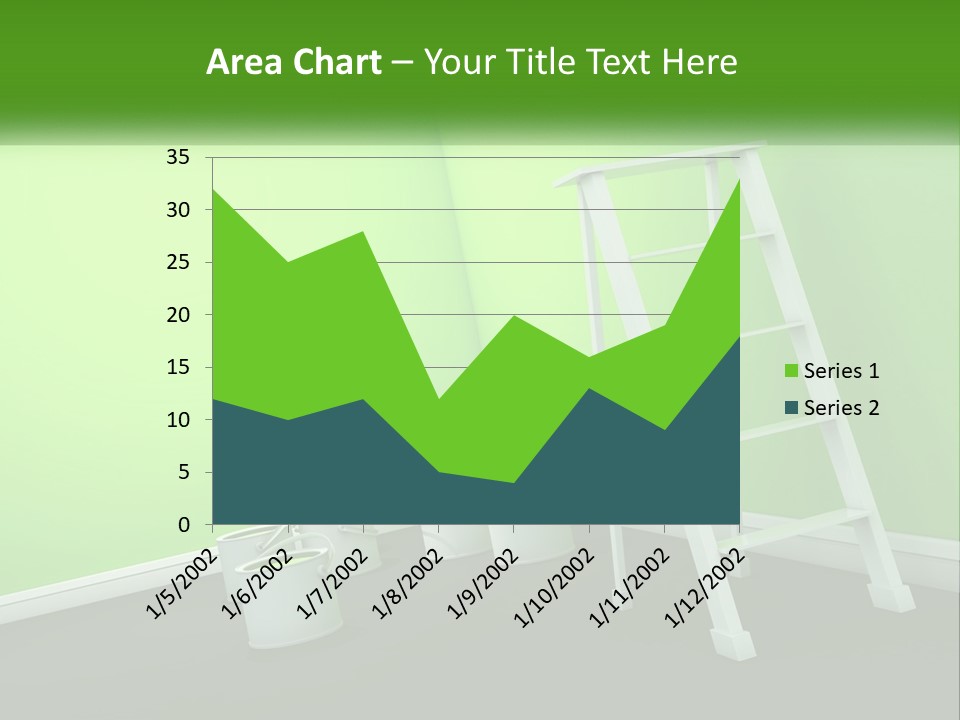 A Green Room With A Ladder And Buckets Of Paint PowerPoint Template