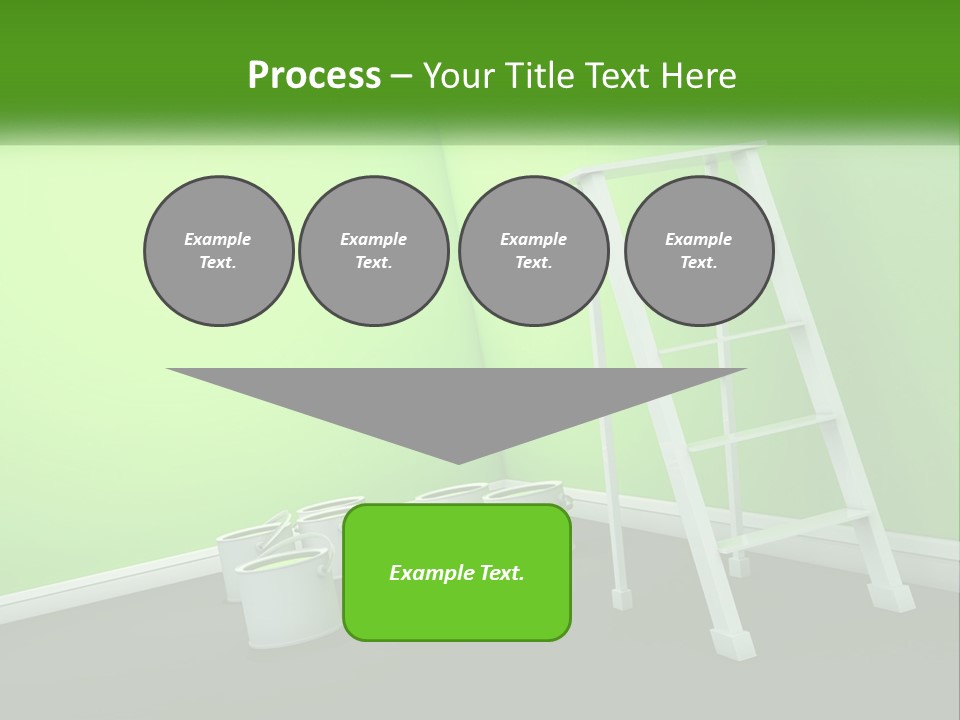 A Green Room With A Ladder And Buckets Of Paint PowerPoint Template