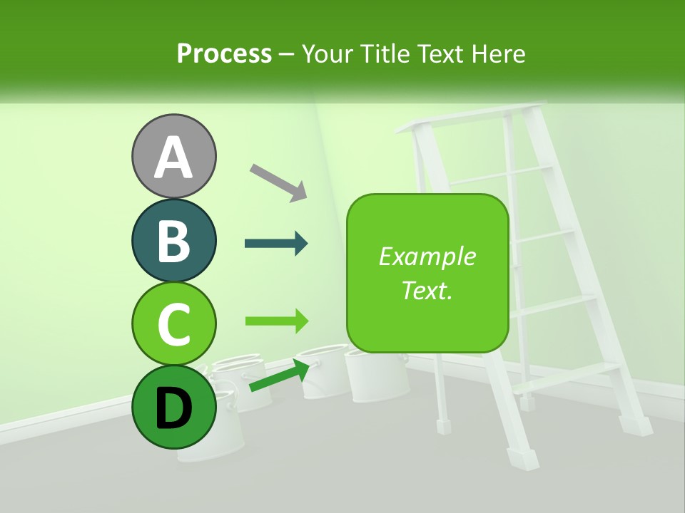 A Green Room With A Ladder And Buckets Of Paint PowerPoint Template