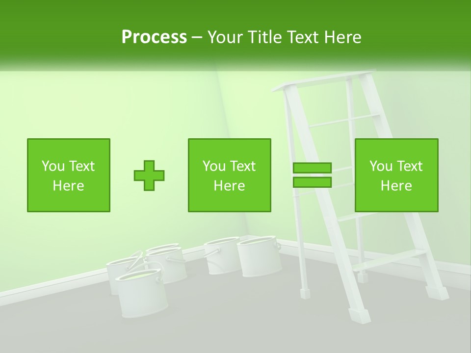 A Green Room With A Ladder And Buckets Of Paint PowerPoint Template