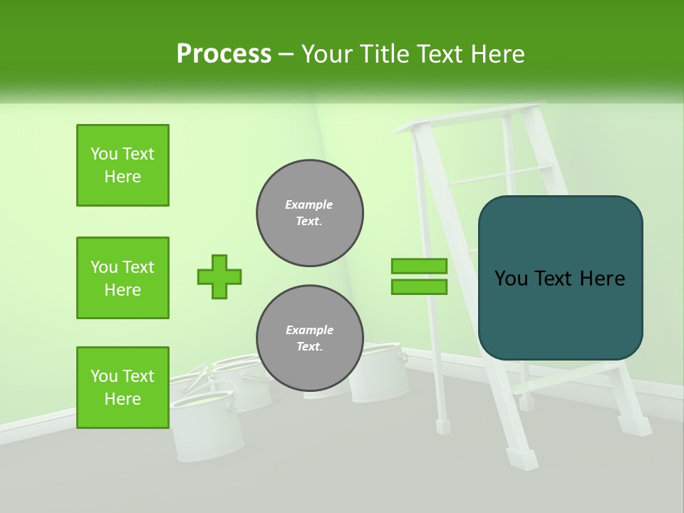 A Green Room With A Ladder And Buckets Of Paint PowerPoint Template