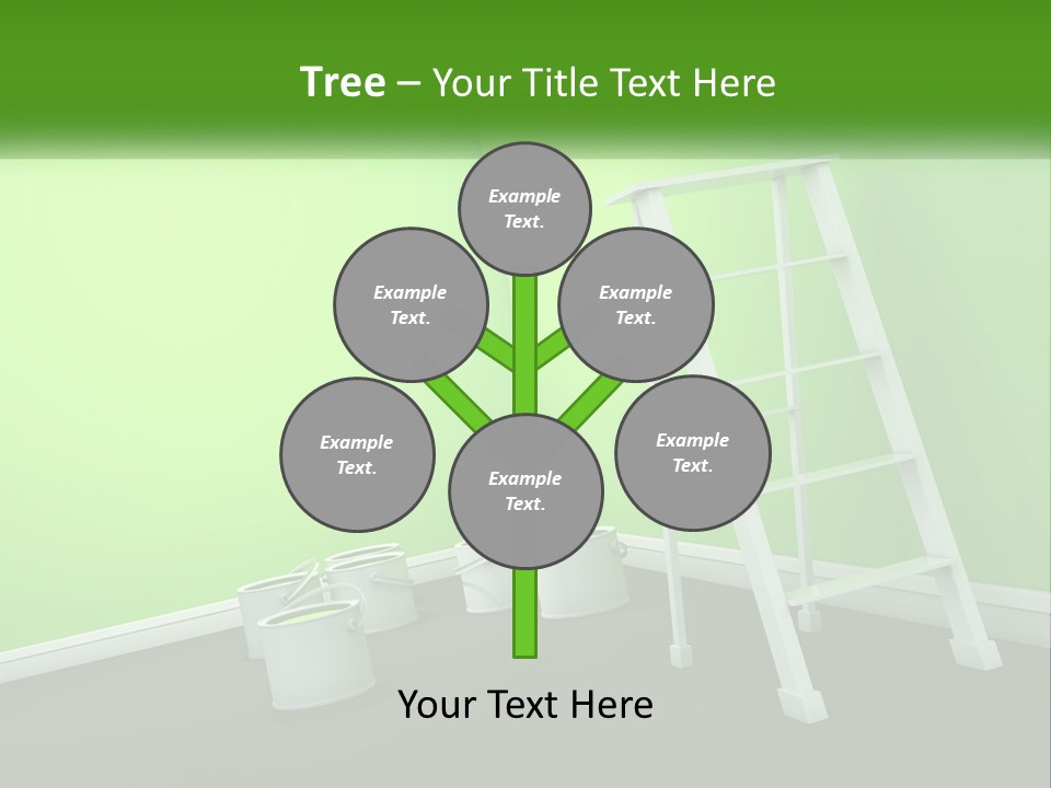A Green Room With A Ladder And Buckets Of Paint PowerPoint Template