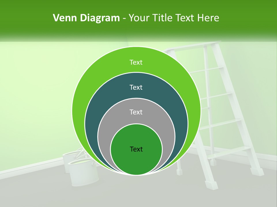 A Green Room With A Ladder And Buckets Of Paint PowerPoint Template