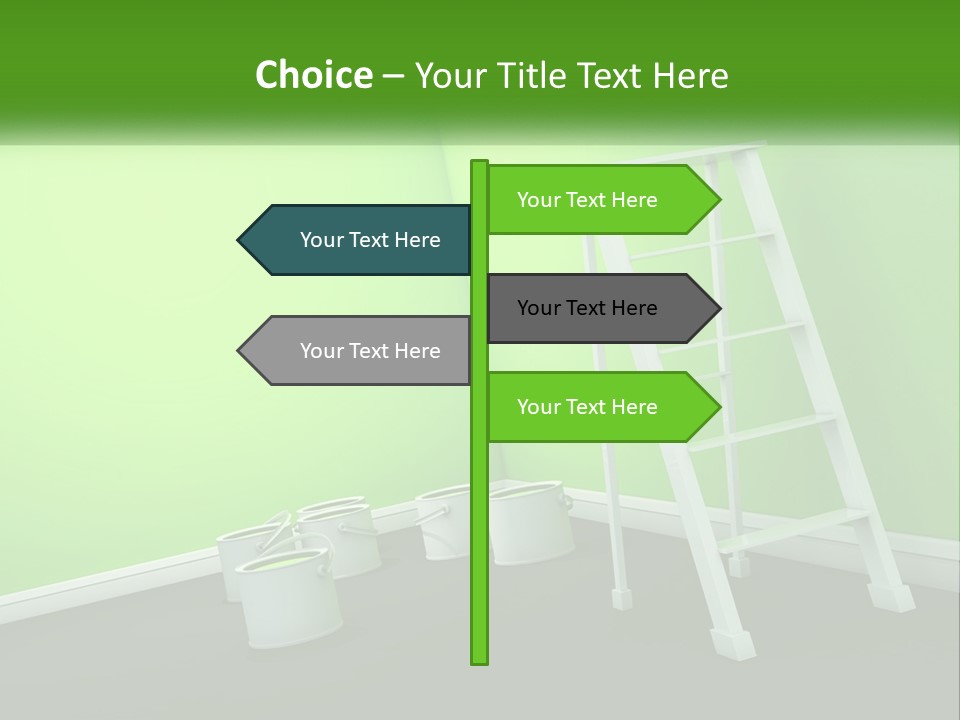 A Green Room With A Ladder And Buckets Of Paint PowerPoint Template