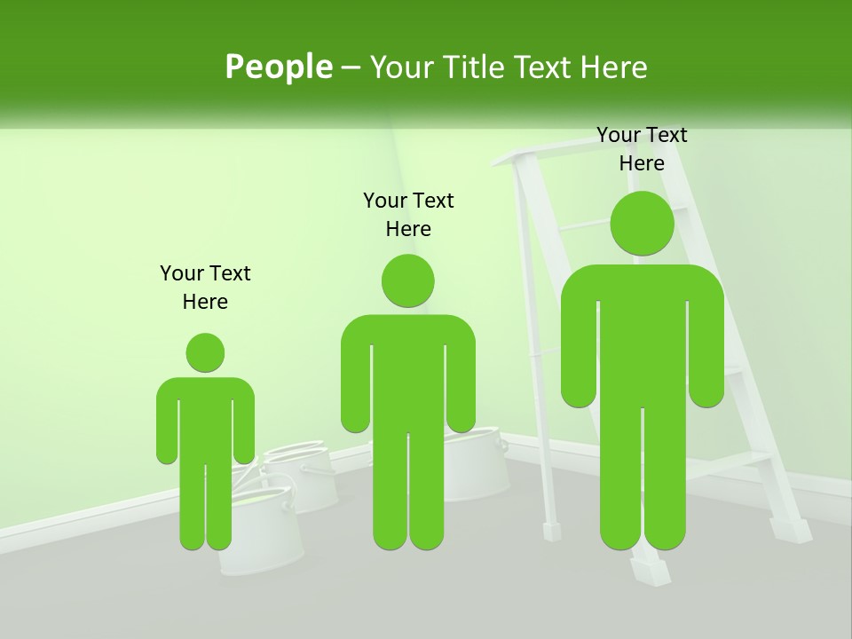 A Green Room With A Ladder And Buckets Of Paint PowerPoint Template