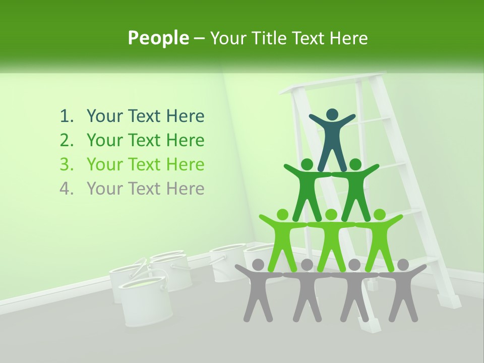 A Green Room With A Ladder And Buckets Of Paint PowerPoint Template